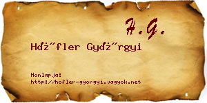 Höfler Györgyi névjegykártya