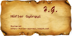 Höfler Györgyi névjegykártya